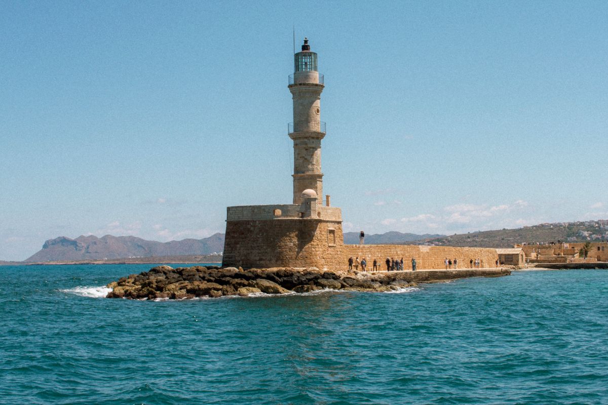 The Venetian lighthouse and harbour of Chania old town