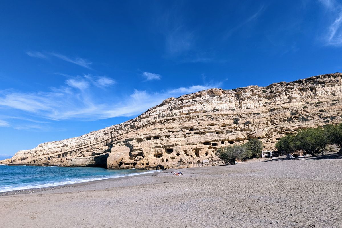 Sandstone caves above the beach at Matala on the south coast