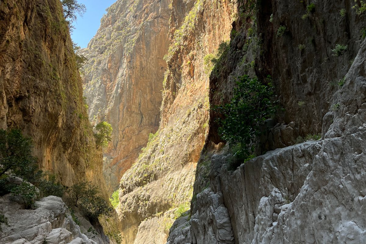 The narrow Iron Gates of the Samaria Gorge in the White Mountains